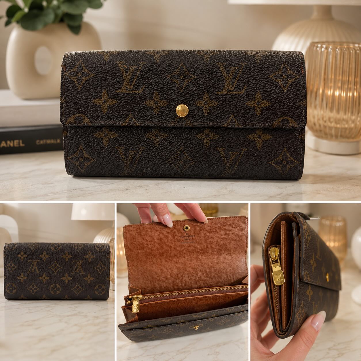 Brown Patterned Envelope Wallet