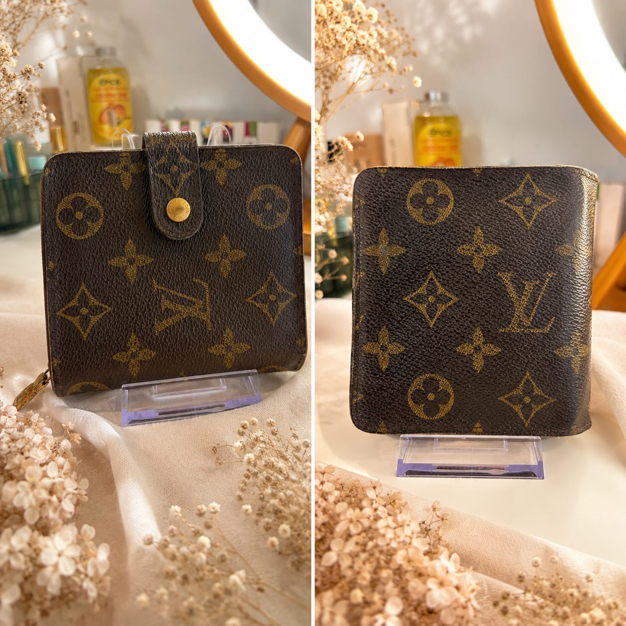 Brown Patterned Compact Wallet