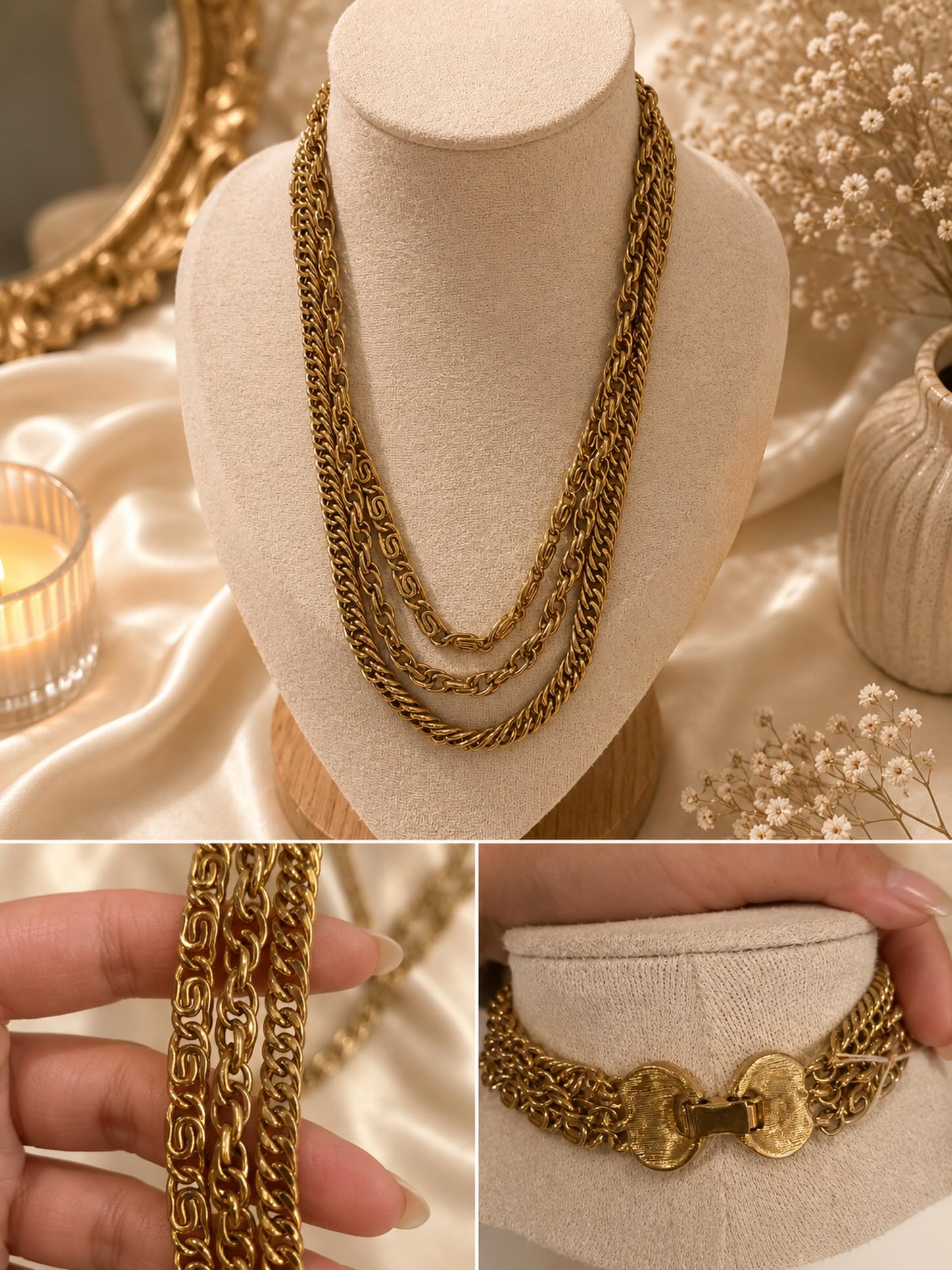 Layered Gold Tone Necklace